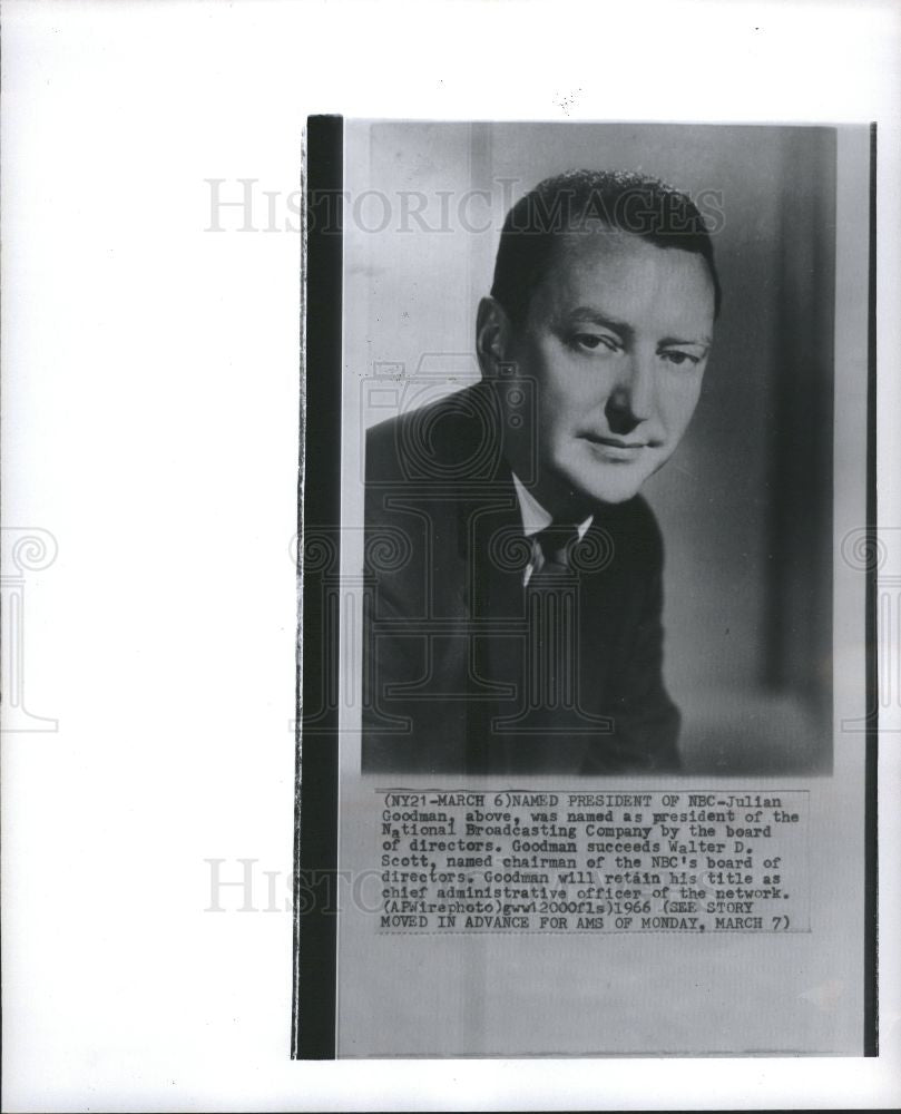 1966 Press Photo Julian Goodman president NBC Glasgow - Historic Images