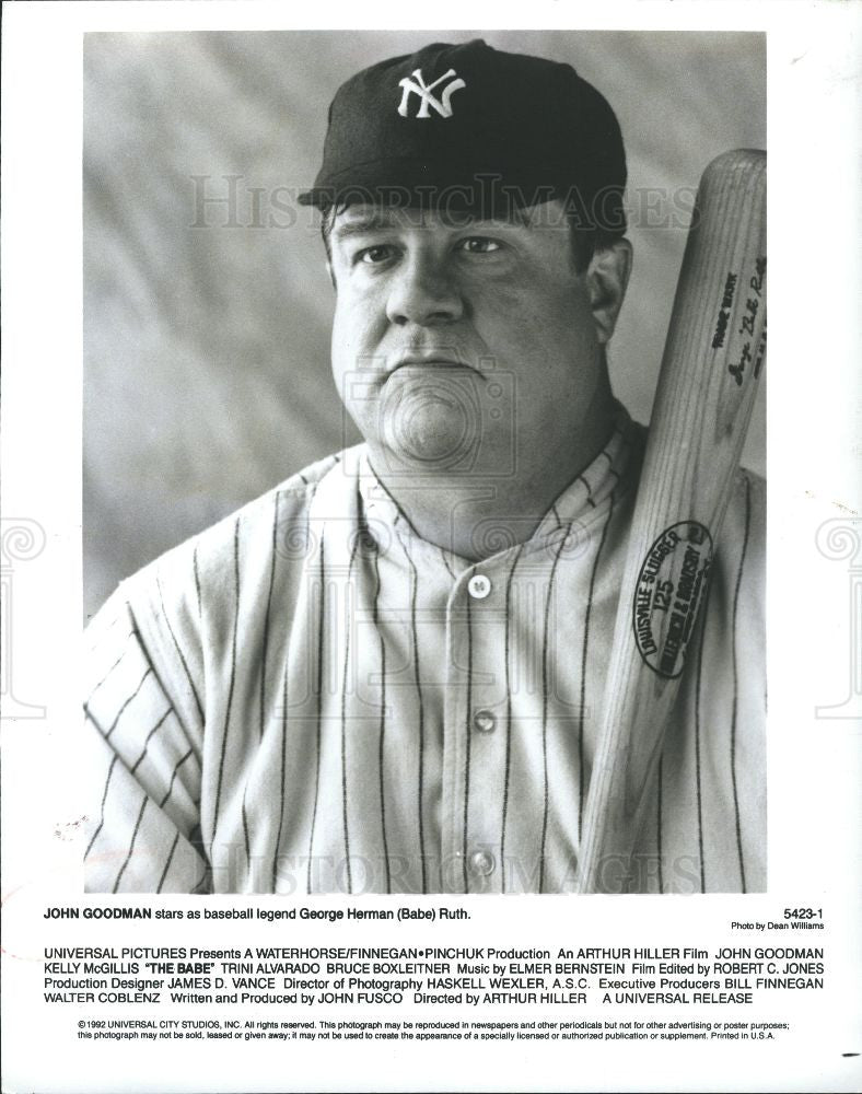 1992 Press Photo Baseball movie John Goodman Babe Ruth - Historic Images