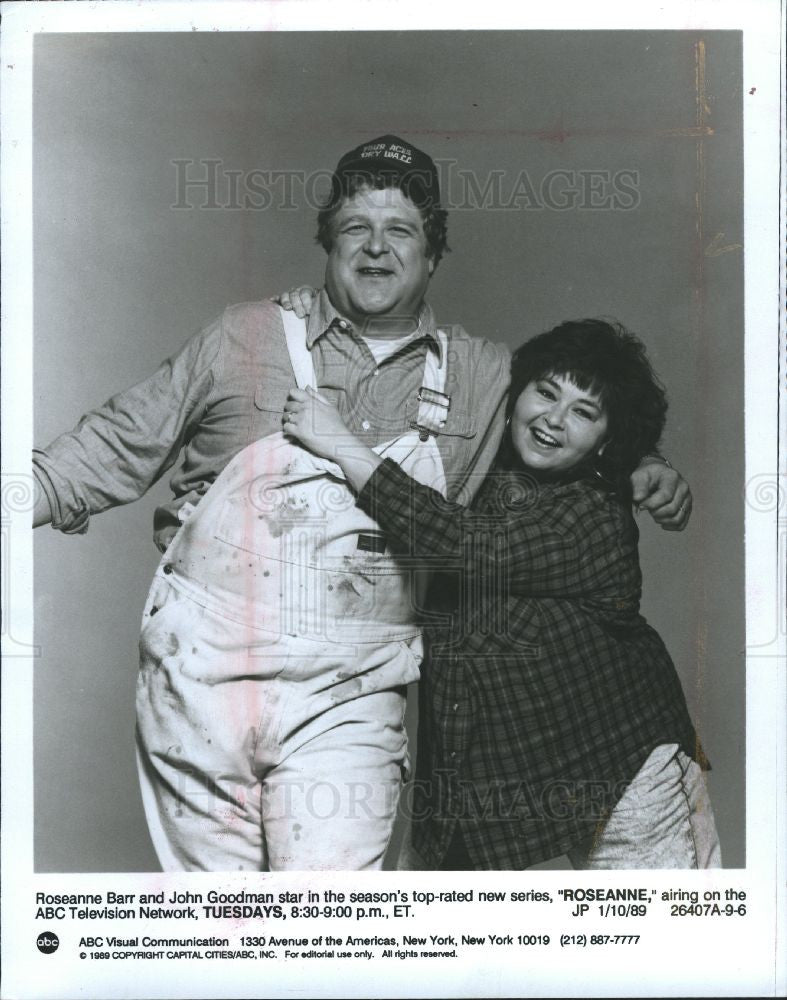 1989 Press Photo Roseanne Barr John Goodman ABC TV show - Historic Images