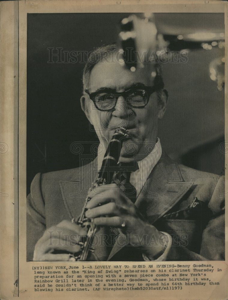 1973 Press Photo Benny Goodman swing musician clarinet - Historic Images