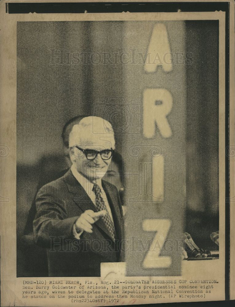 1972 Press Photo Godlwater Barry Republican Senator - Historic Images