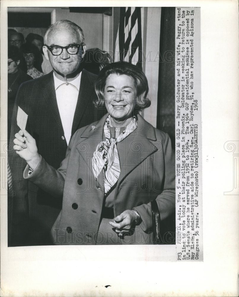 1968 Press Photo Peggy Barry Goldwater voting - Historic Images