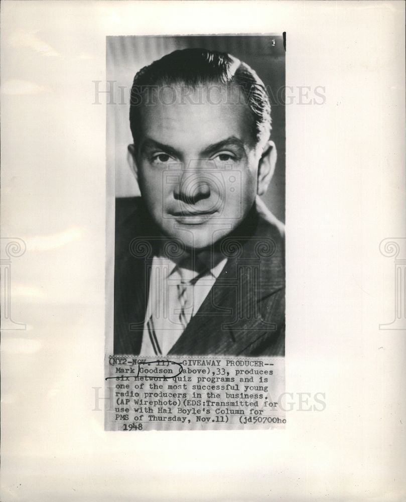 1948 Press Photo Mark Goodson Radio Program Producer - Historic Images