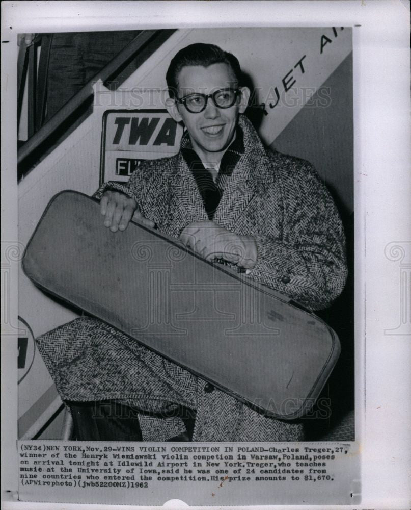 1962 Press Photo Charles Treger Violinist Music Winner - Historic Images