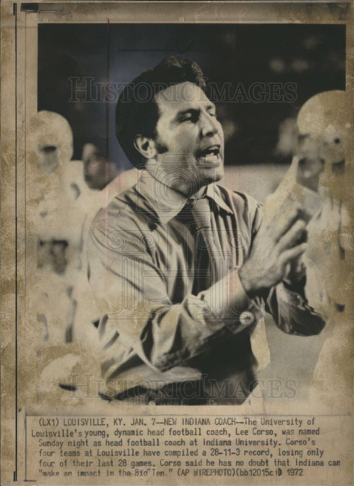 1973 Press Photo Lee Corso Coach University of Indiana - Historic Images