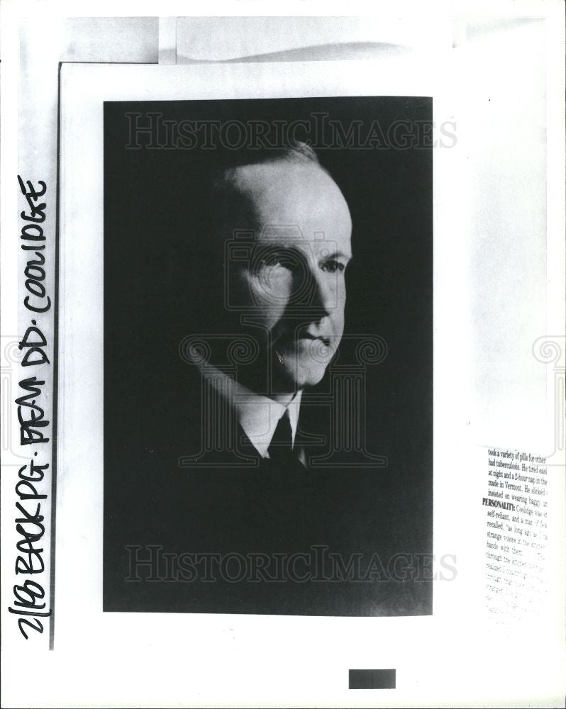 1993 Press Photo Calvin Coolidge 30th President - Historic Images