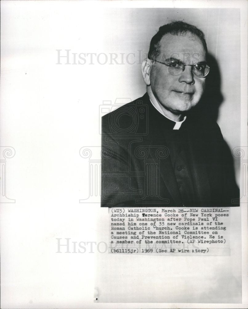 1969 Press Photo Cardinal Terence Cooke promotion - Historic Images