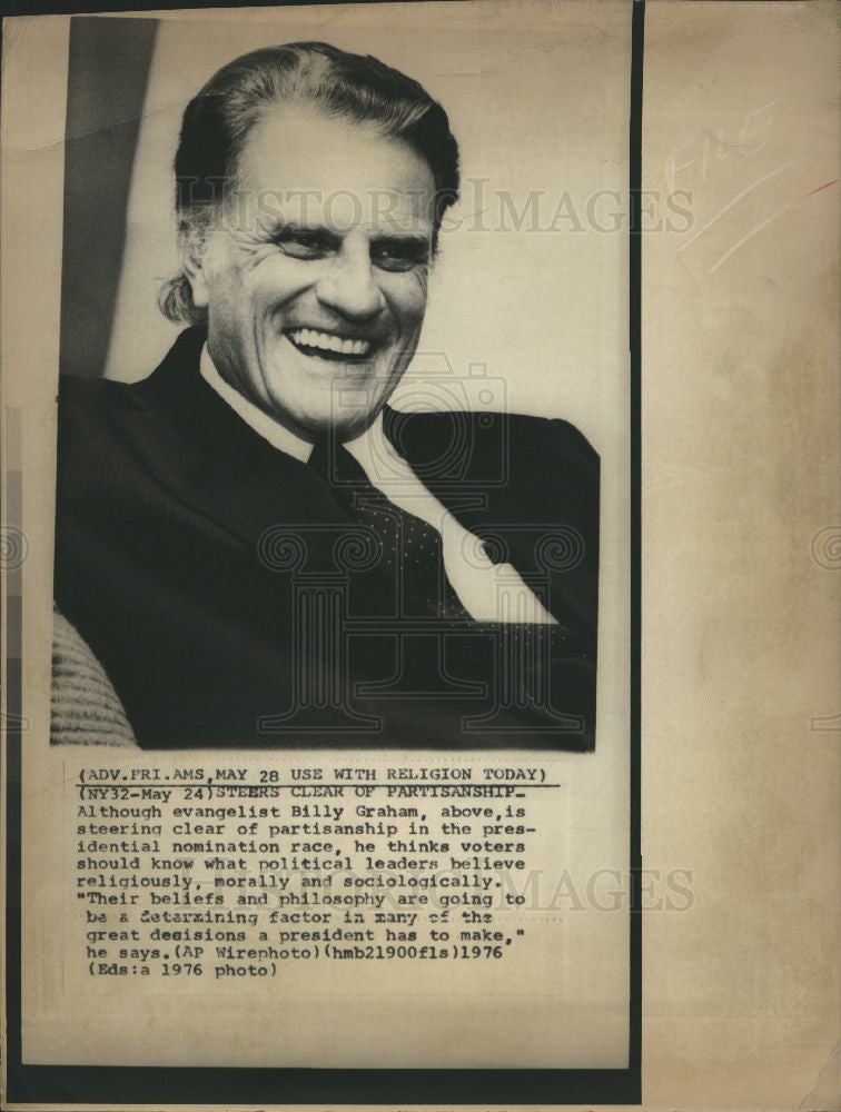 1975 Press Photo Billy Graham Evangelist - Historic Images