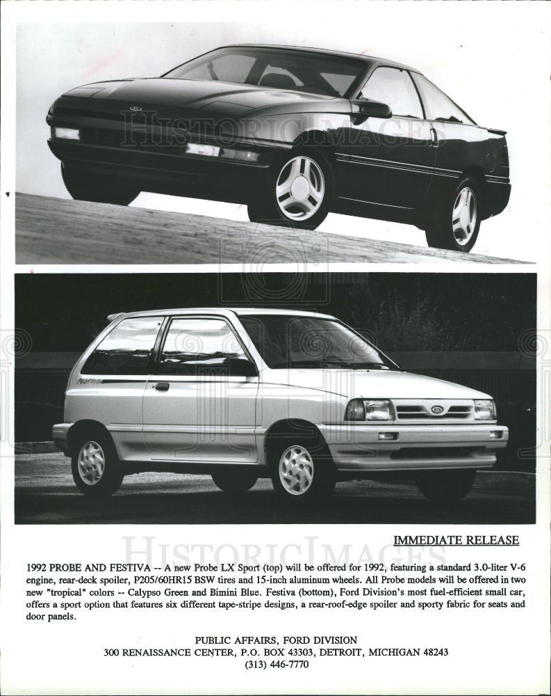 1992 Press Photo Ford Automobiles Festiva Probe - Historic Images