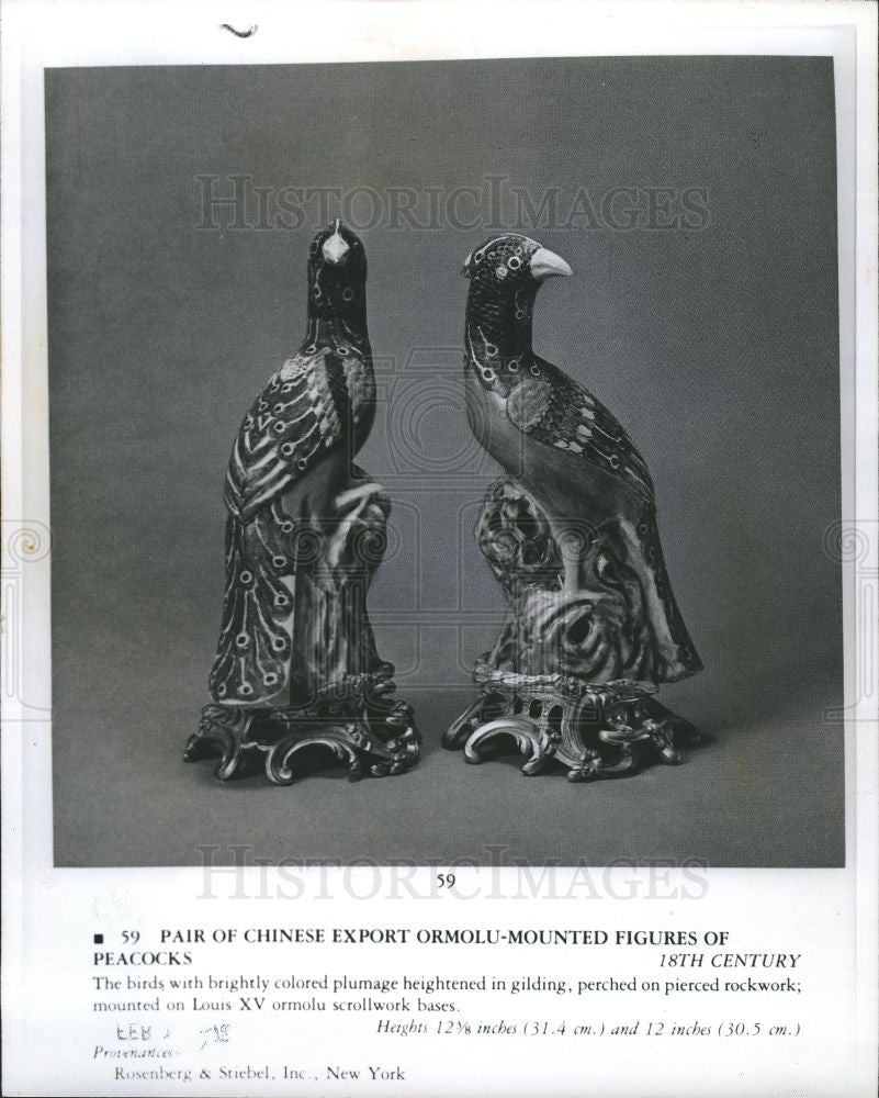 1976 Press Photo ORMOLU-MOUNTED FIGURES OF PEACOCKS - Historic Images