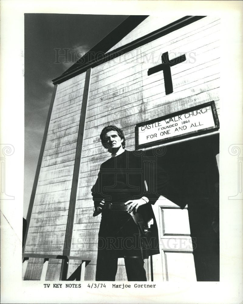 1974 Press Photo Marjoe Gortner Castle Walk Church - Historic Images