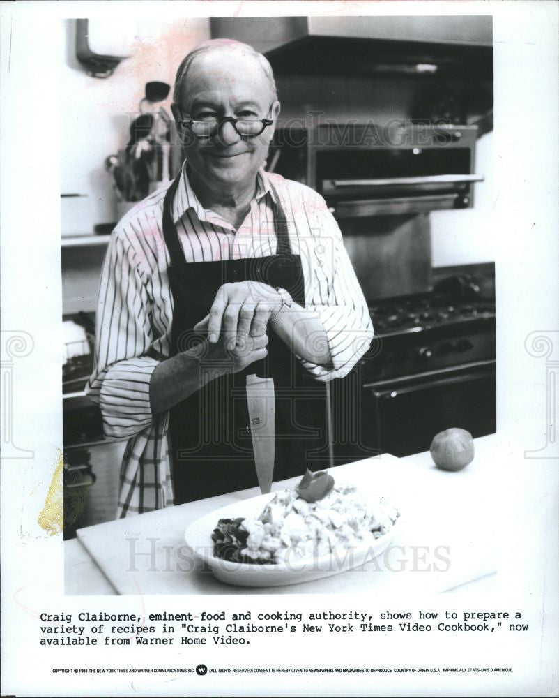 1991 Press Photo Craig Claiborne cooking video Warner - Historic Images