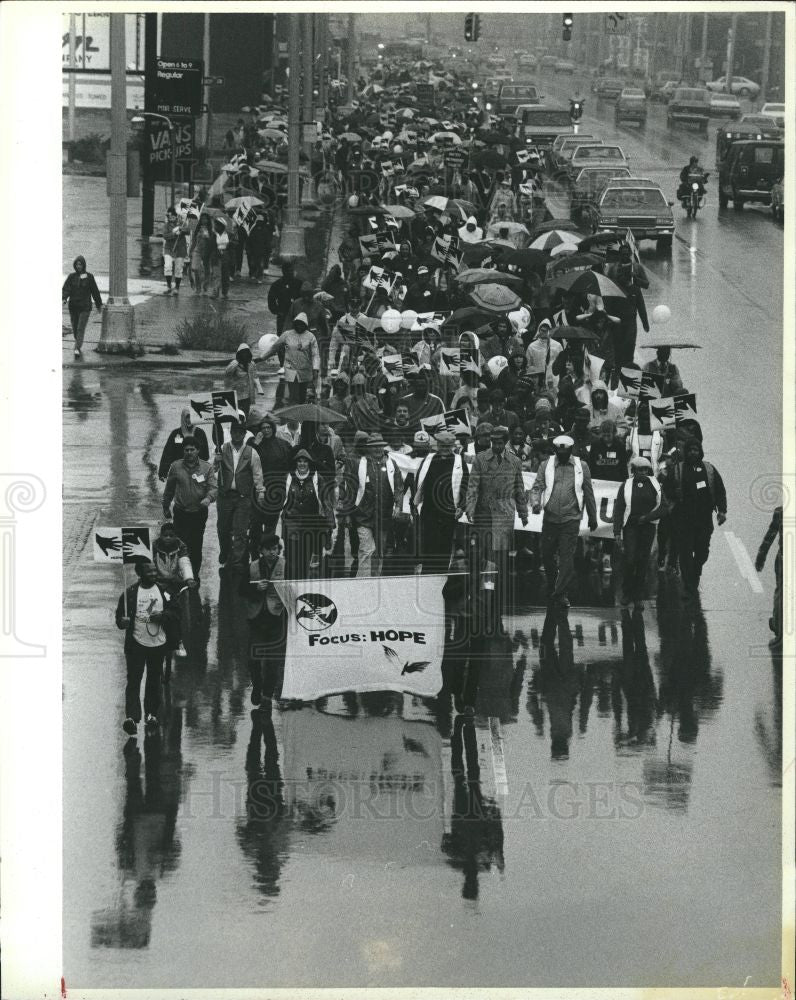 1984 Press Photo Focus:HOPE Walk Justice Detroit Pledge - Historic Images