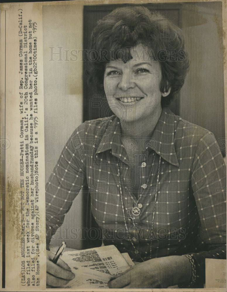1975 Press Photo Patti Corman, Rep. James Corman - Historic Images