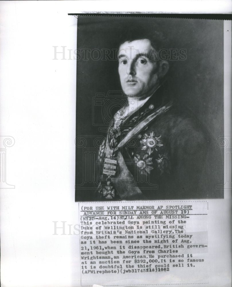 1962 Press Photo Goya painting Duke of Wellington - Historic Images