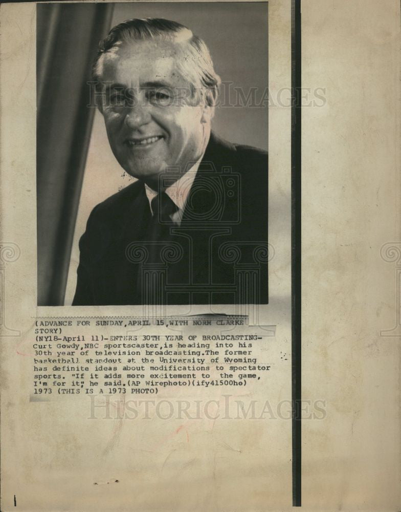1973 Press Photo Curt Gowdy NBC sportscaster - Historic Images