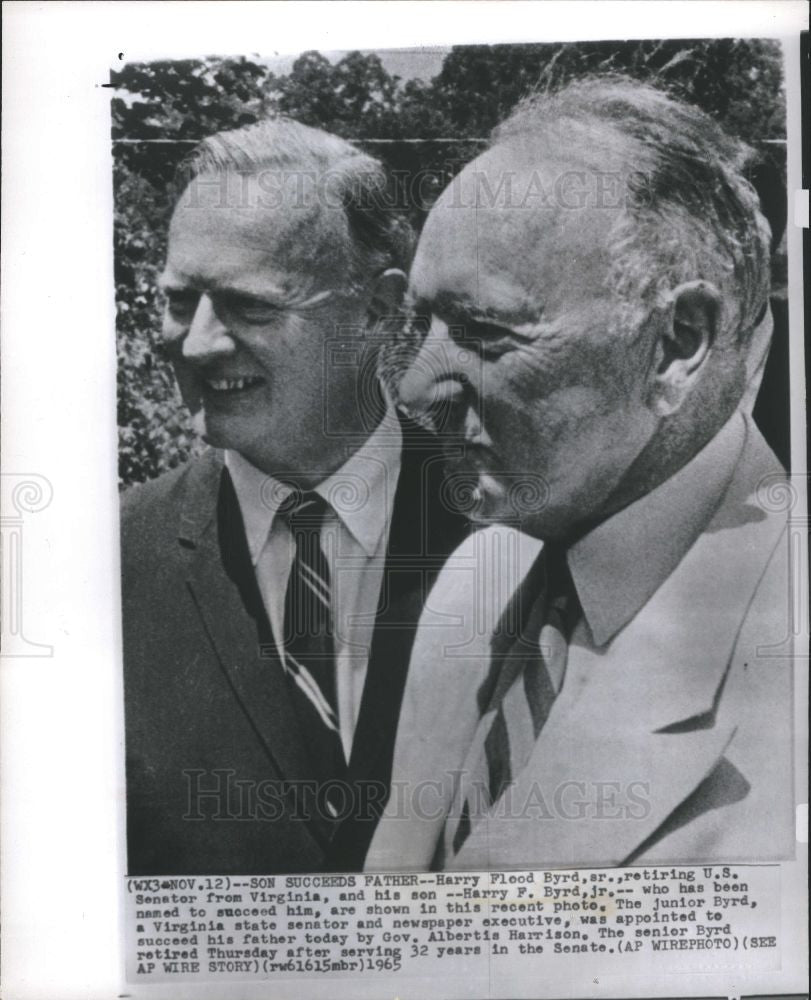 1965 Press Photo Harry F. Byrd politician - Historic Images
