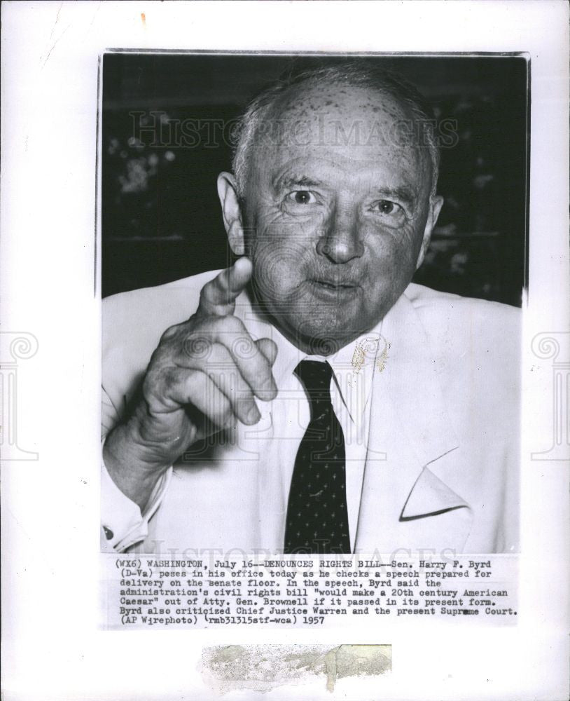 1957 Press Photo Sen. Harry F. Byrd Gen. Brownell - Historic Images