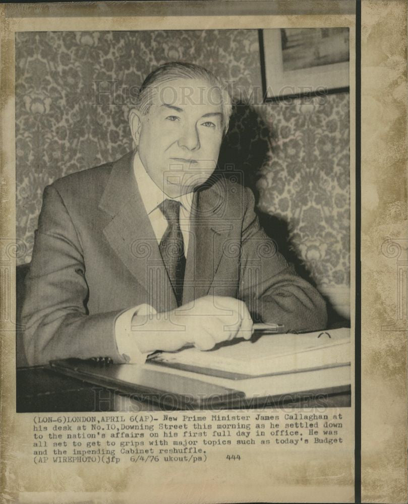 1976 Press Photo British Prime Minister James Callaghan - Historic Images
