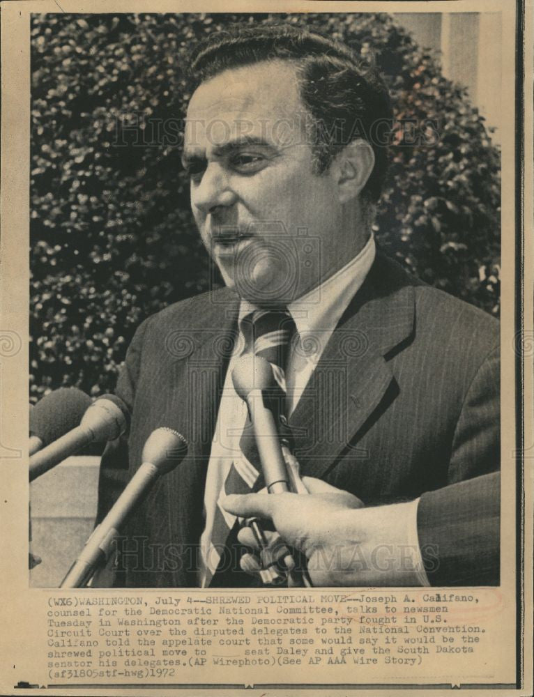 1972 Press Photo Joe Califano National Convention 1972 - Historic Images