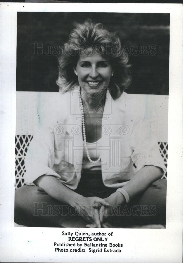 1987 Press Photo Sally Quinn, author of Regrets Only - Historic Images