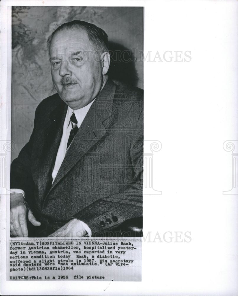 1964 Press Photo Julius Raab Austrian chancellor - Historic Images