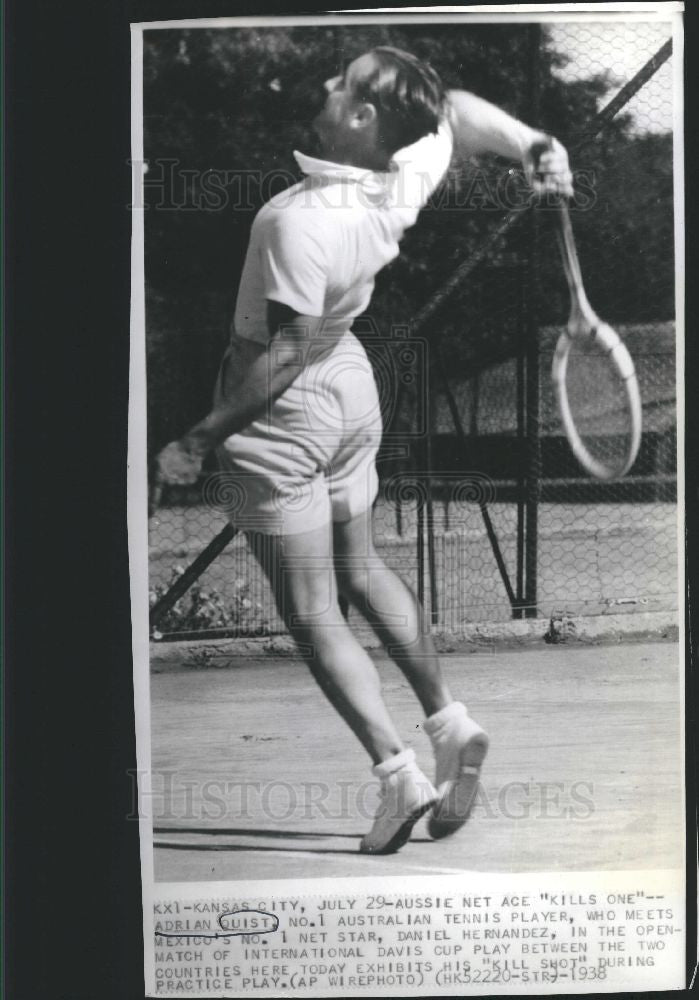 1938 Press Photo Adrian Quist Davis Cup Kansas City - Historic Images
