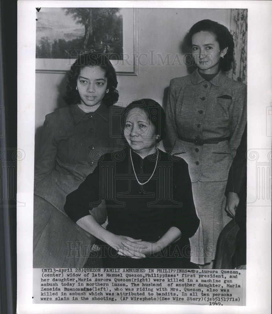 1949 Press Photo Manuel Quezon Aurora Maria Zeneida - Historic Images