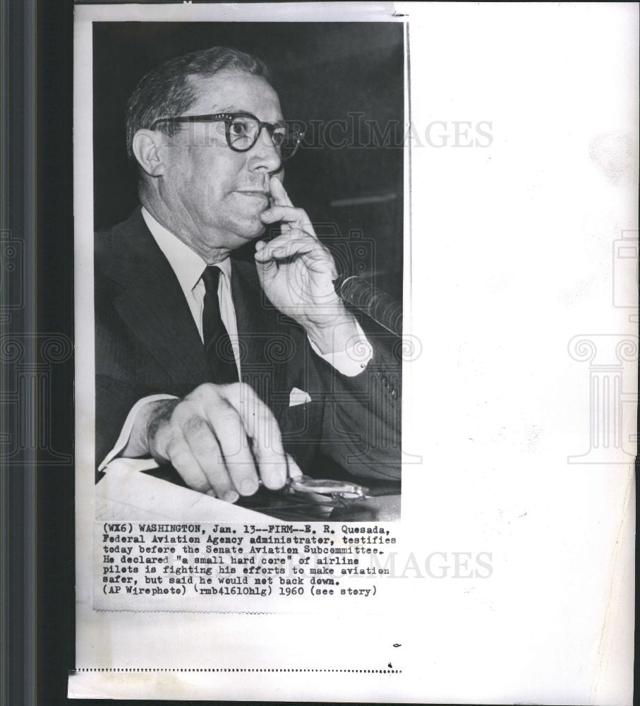 1960 Press Photo Elwood Richard Quesada Federal - Historic Images