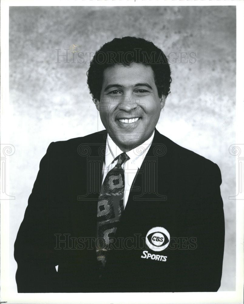 1991 Press Photo Greg Gumbel Olympic Winter Games CBS - Historic Images