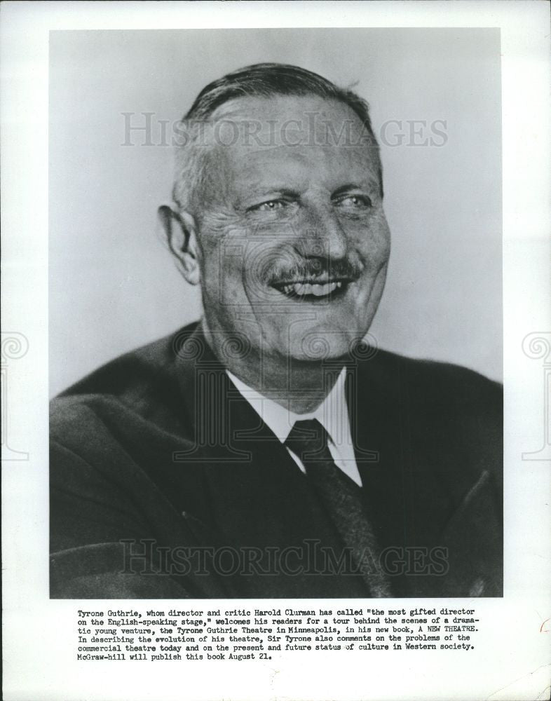 1964 Press Photo Tyrone Guthrie, book, theatre - Historic Images