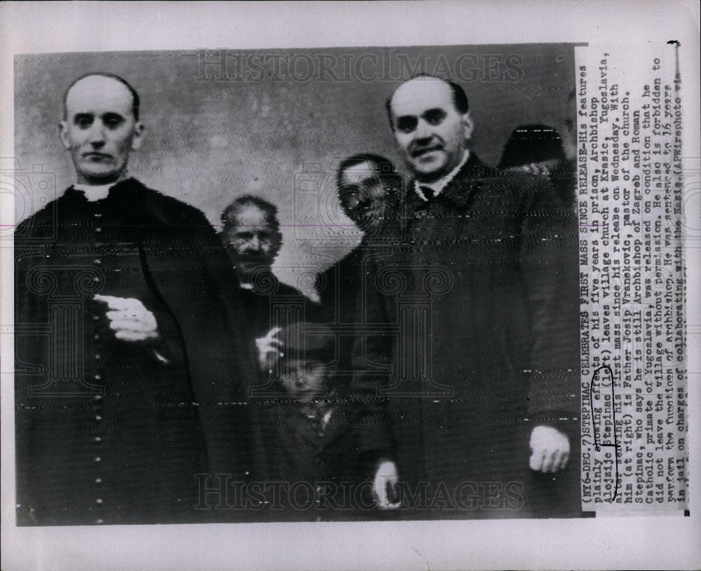 1951 Press Photo Aloysius Viktor Stepinac Archbishop - Historic Images
