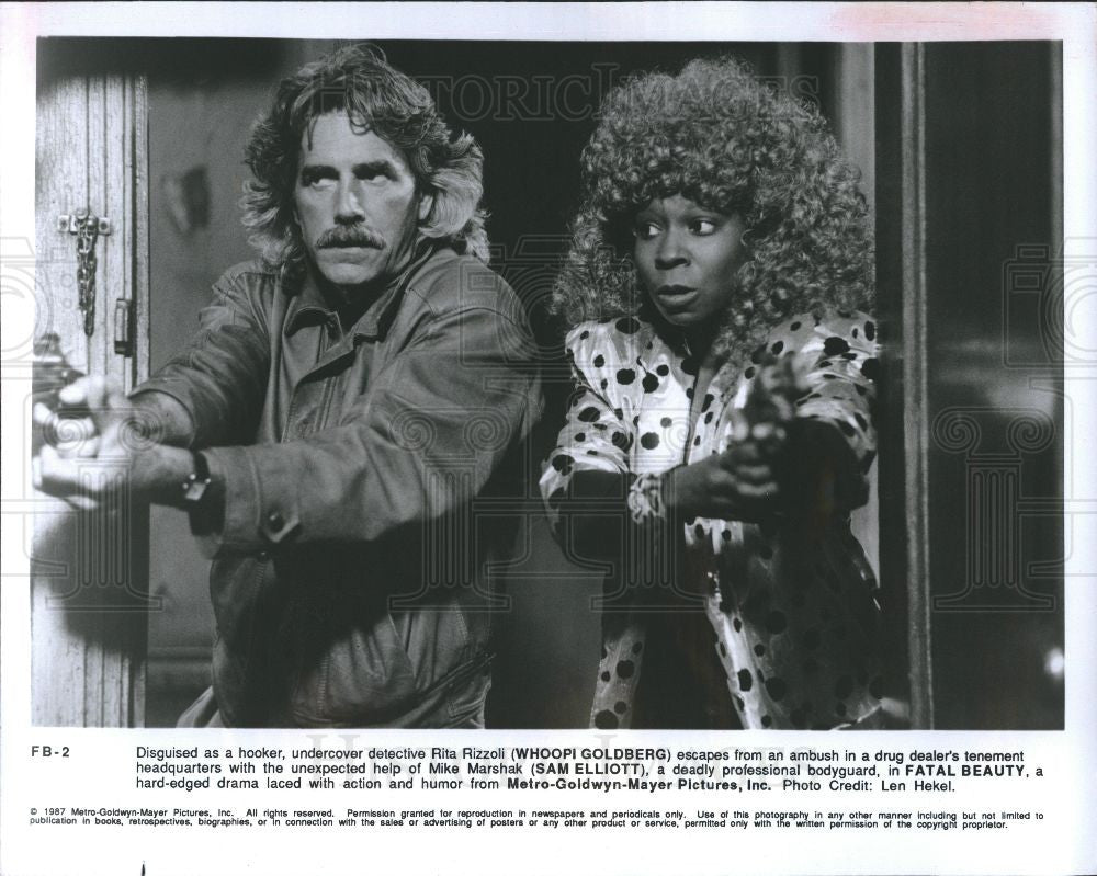 1987 Press Photo Whoopi Goldberg Sam Elliott MGM film - Historic Images