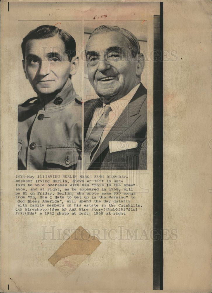 1973 Press Photo Irving Berlin composer 85 birthday - Historic Images