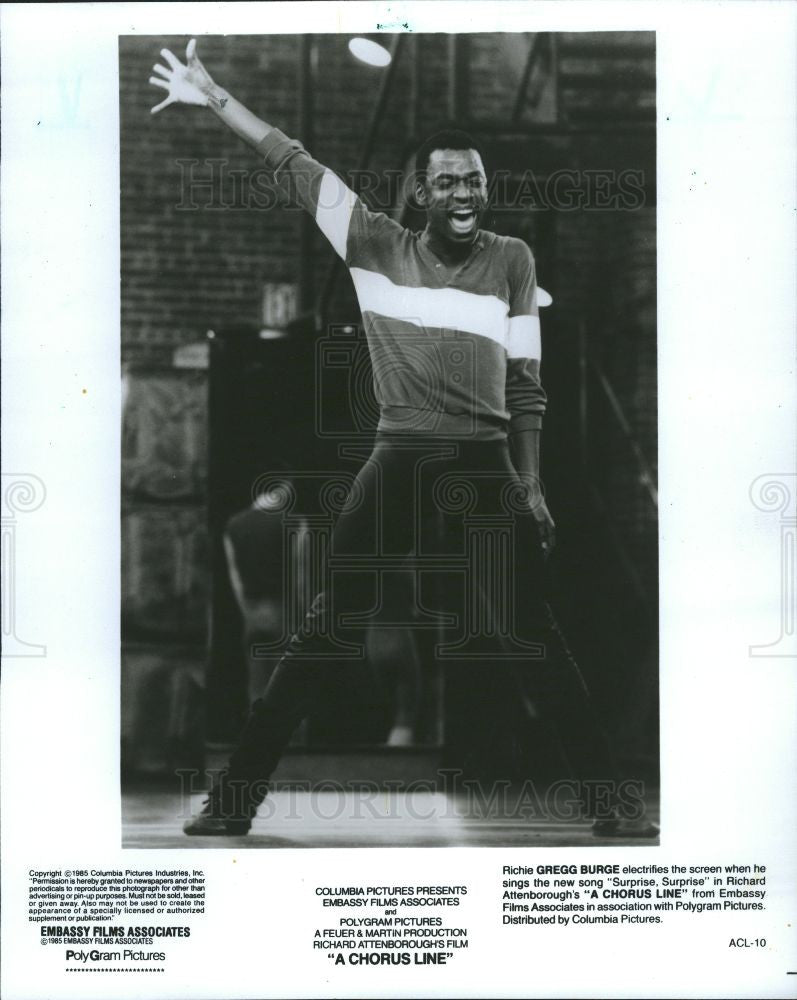 1986 Press Photo RICHIE GREGG BURGE sings A CHORUS LINE - Historic Images
