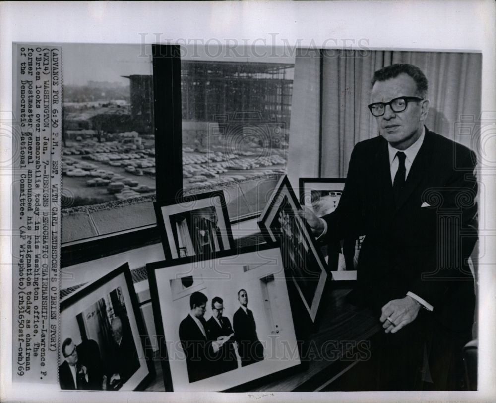 1969 Press Photo Lawrence OBrien resignation democrat - Historic Images