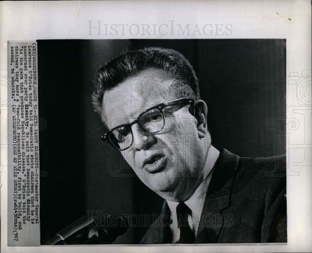 1967 Press Photo Lawrence OBrien - Historic Images