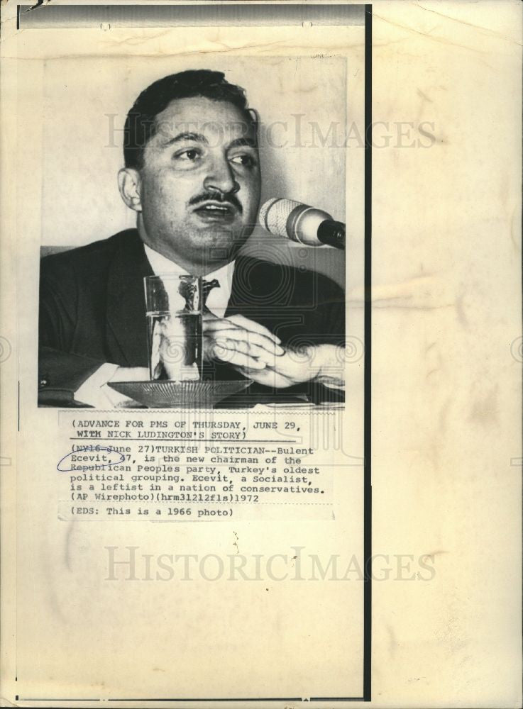 1972 Press Photo BÃƒÆ’Ã‚Â¼lent Ecevit Turkish politician party - Historic Images