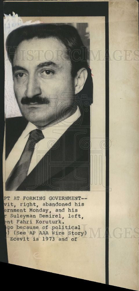 1974 Press Photo Bulent Ecevit Turkish politician - Historic Images