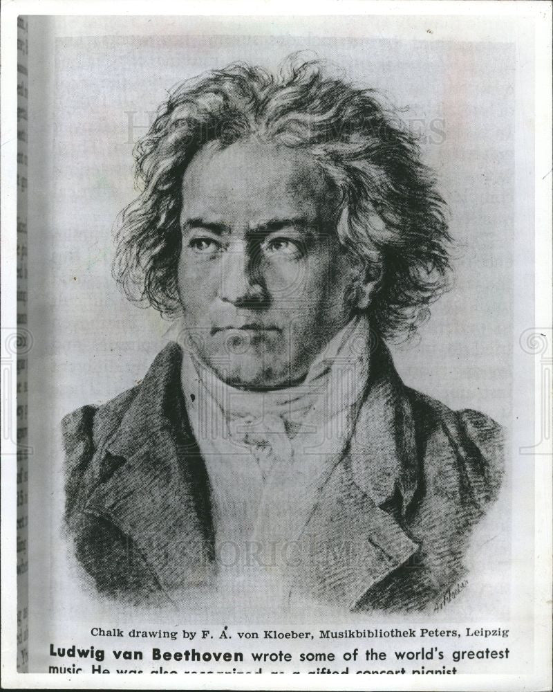 1977 Press Photo Ludwig Van Beethoven chalk drawing - Historic Images