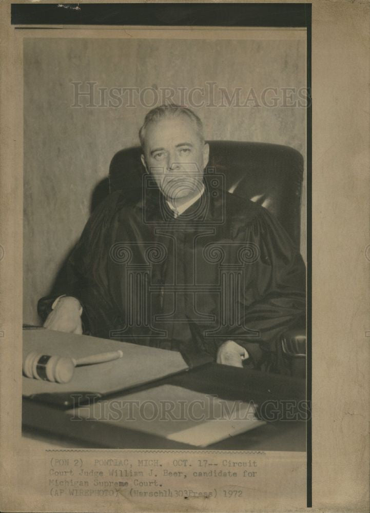 1972 Press Photo William J. Beer, Circuit court judge - Historic Images