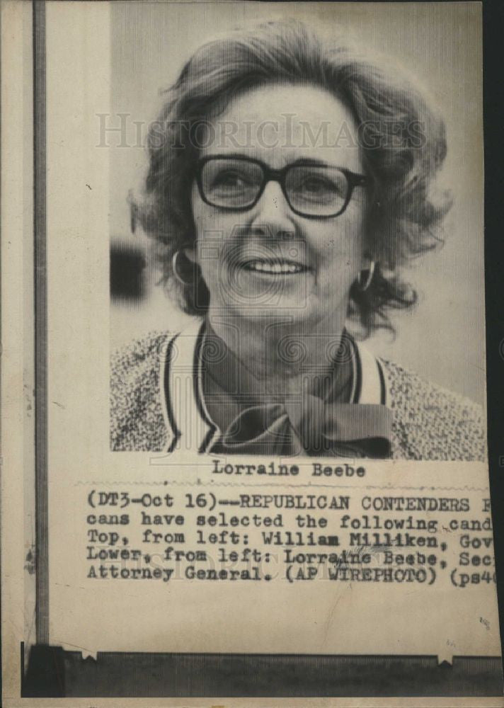 1974 Press Photo Lorraine Beebe Michigan Senate - Historic Images
