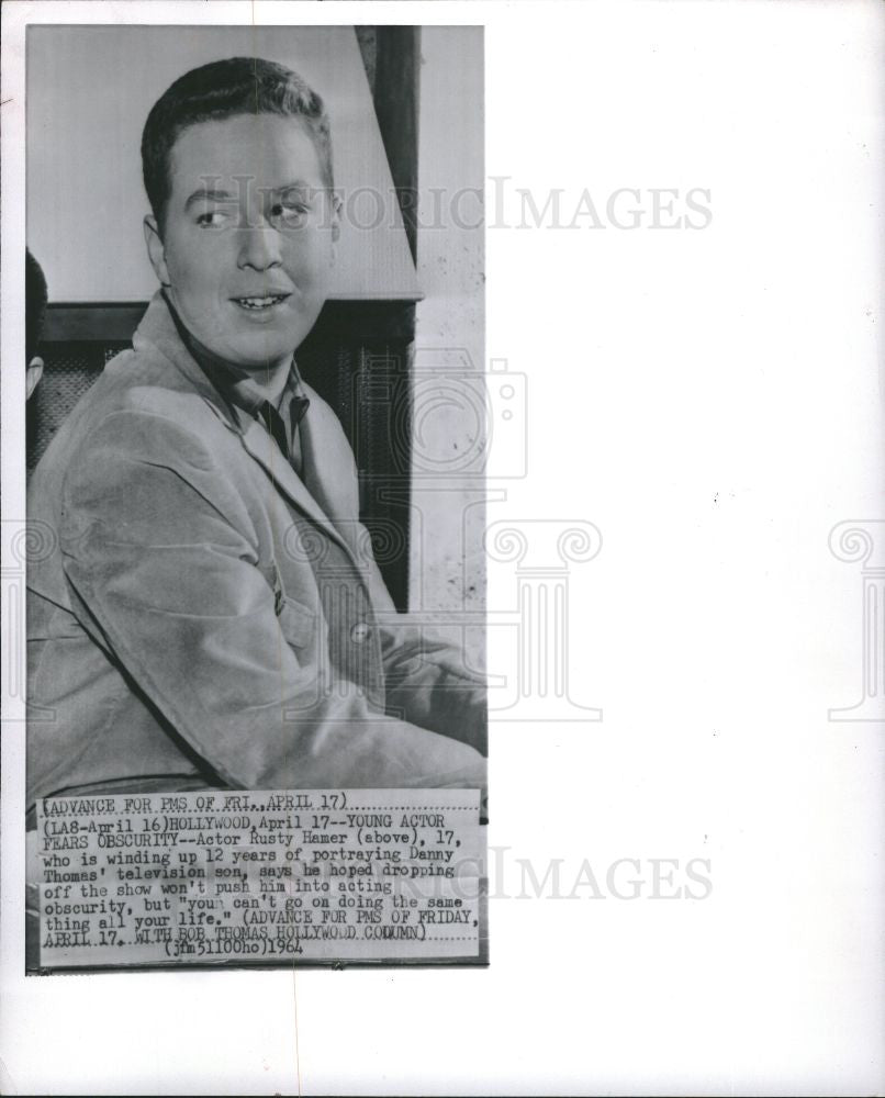 1964 Press Photo Rusty Hamer TV Actor Danny Thomas - Historic Images