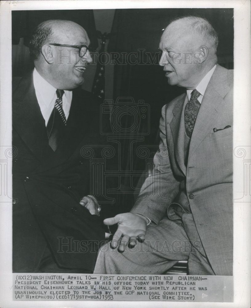 1953 Press Photo President Eisenhower Leonard W. Hall - Historic Images