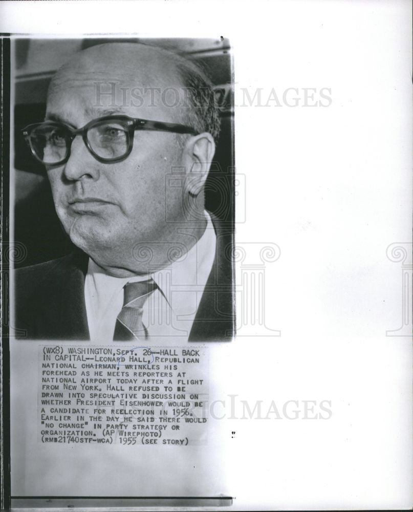 1955 Press Photo Leonard Hall Republican - Historic Images