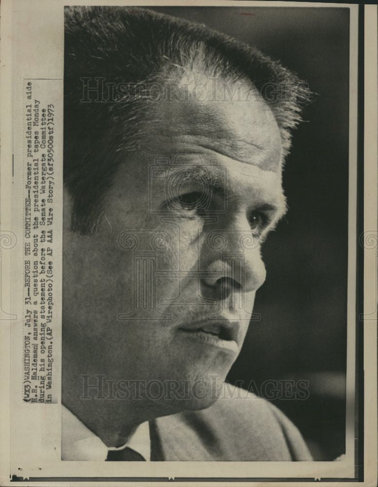 1973 Press Photo HR Haldeman Watergate testify Senate - Historic Images