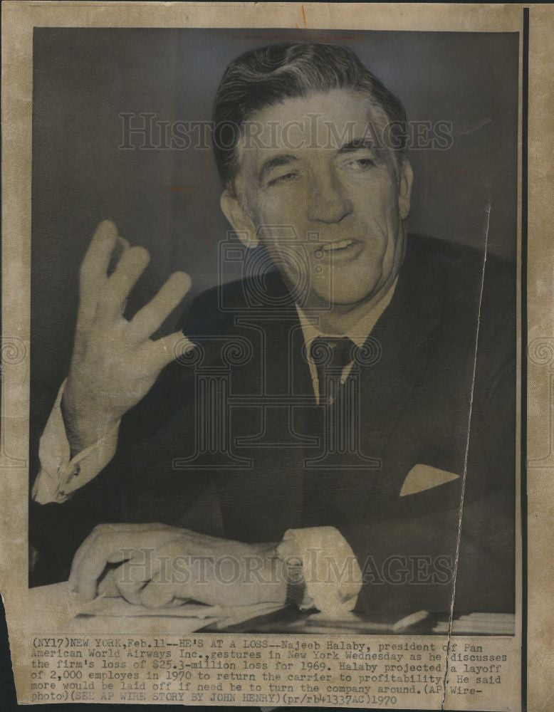 1973 Press Photo Najeeb Halaby,  Pan American President - Historic Images