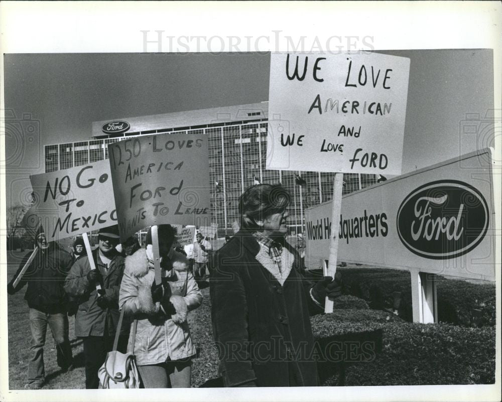 1980 Press Photo Ford Motor Co demostration, protest - Historic Images