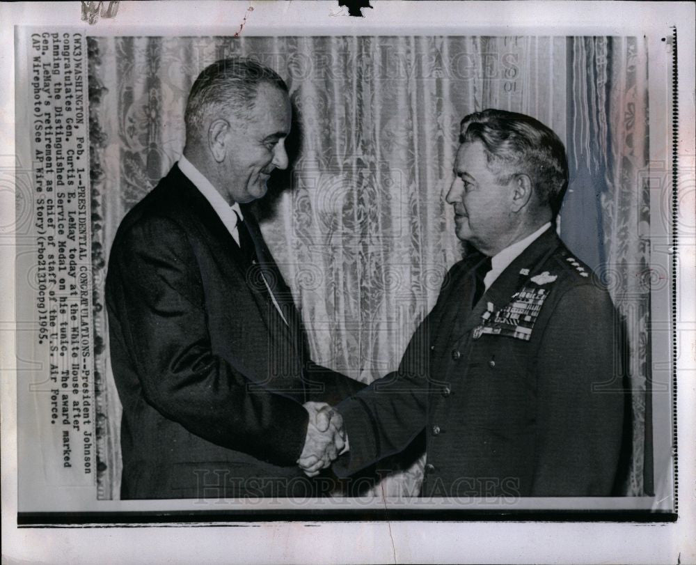 1965 Press Photo President Johnson Gen. Curtis E. LeMay - Historic Images