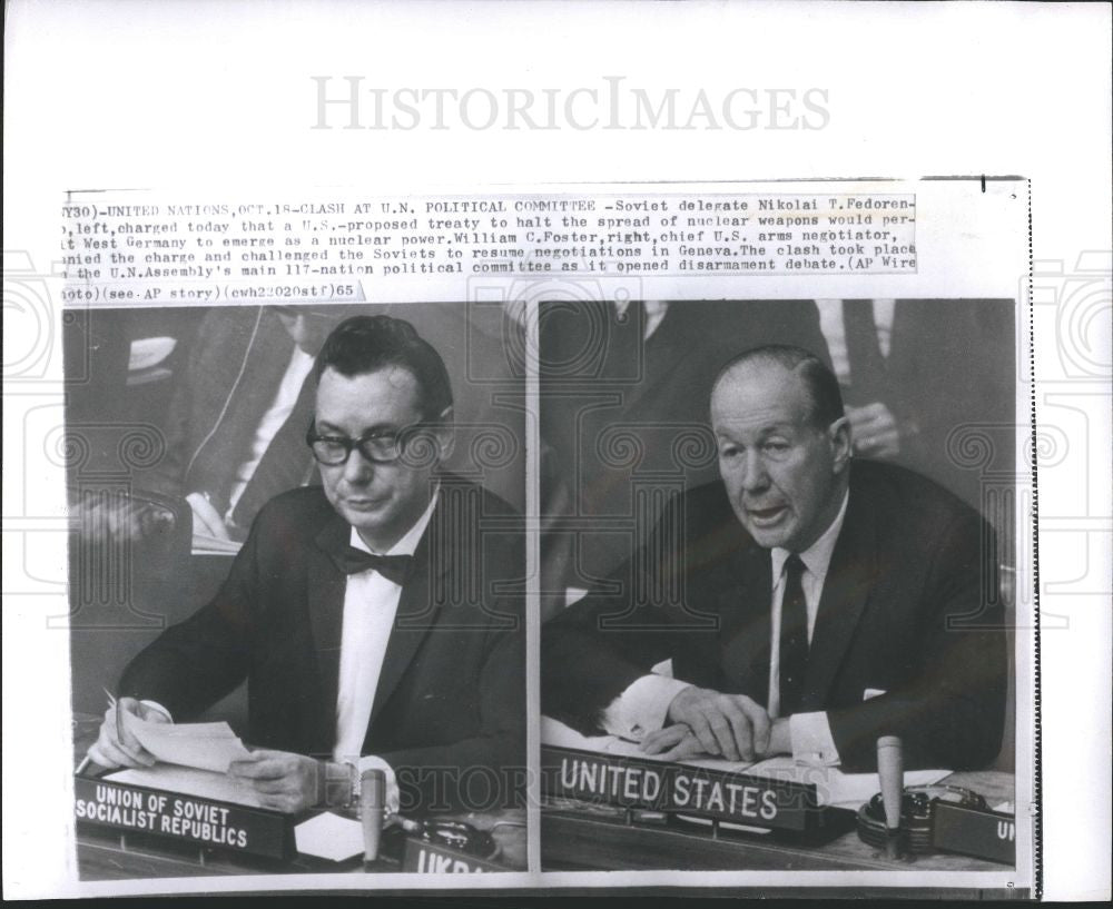 1965 Press Photo Nikolai T. Fedoren Soviet delegate - Historic Images